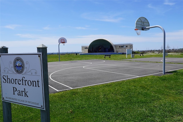 352 Bay Ave, Patchogue, NY 11772 - view of sport court featuring community basketball court and a yard