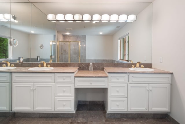 43 Random Farms Cir, Chappaqua, NY 10514 - bathroom with double vanity and a shower stall
