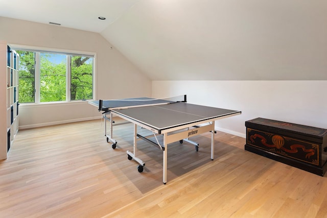 43 Random Farms Cir, Chappaqua, NY 10514 - rec room with lofted ceiling and light wood-style floors