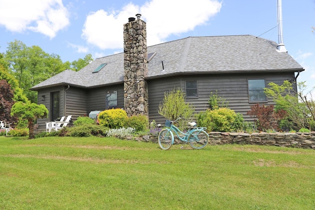 605 Dutch Hill Rd, Call Listing Agent, NY 12776 - view of property exterior with a yard, a chimney, and roof with shingles
