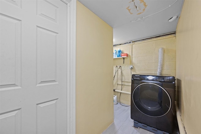 37 Prospect St, Garnerville, NY 10923 - washroom featuring washer / clothes dryer and concrete block wall
