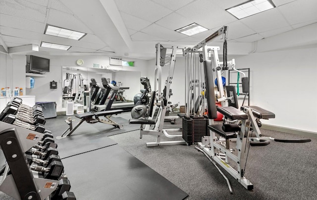 42-30 Douglaston Pkwy Unit 7H, Douglaston, NY 11363 - workout area with a drop ceiling