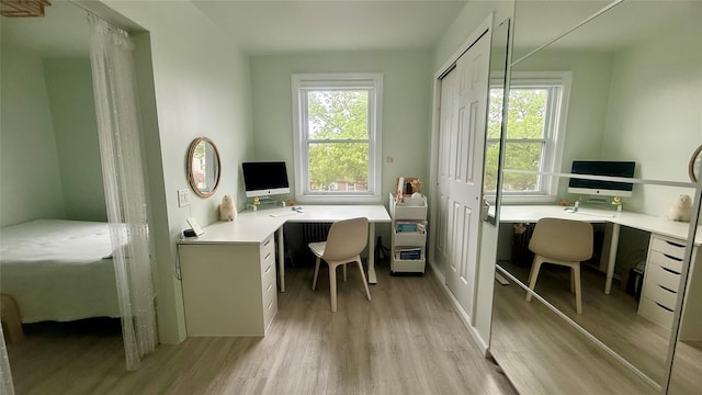 154-6 64th Ave, Flushing, NY 11367 - office with light wood-style floors, plenty of natural light, and built in desk