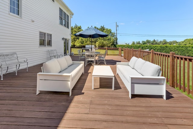 5 Ponds Rd, Water Mill, NY 11976 - wooden terrace featuring an outdoor living space and outdoor dining area