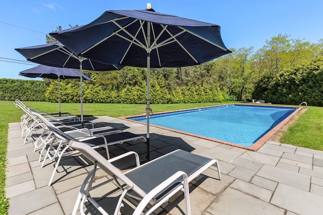 5 Ponds Rd, Water Mill, NY 11976 - outdoor pool with a patio area and a yard