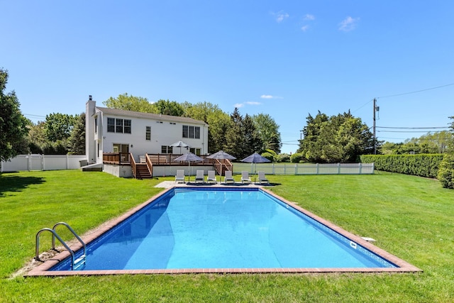 5 Ponds Rd, Water Mill, NY 11976 - view of pool with a deck and stairs
