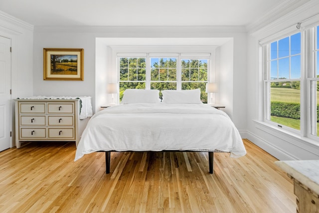 5 Ponds Rd, Water Mill, NY 11976 - bedroom featuring multiple windows, light wood finished floors, ornamental molding, and baseboards