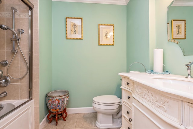 31 Manors Dr, Jericho, NY 11753 - bathroom with vanity, toilet, tile patterned flooring, bath / shower combo with glass door, and baseboards