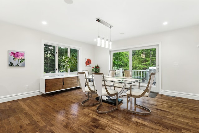 1 Berkley Ct, Briarcliff Manor, NY 10510 - dining area featuring healthy amount of natural light, dark wood-style flooring, baseboards, and recessed lighting