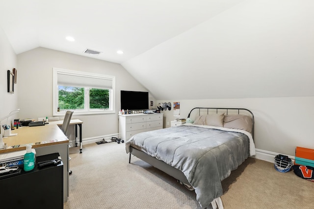 1 Berkley Ct, Briarcliff Manor, NY 10510 - bedroom featuring light colored carpet, lofted ceiling, baseboards, and recessed lighting