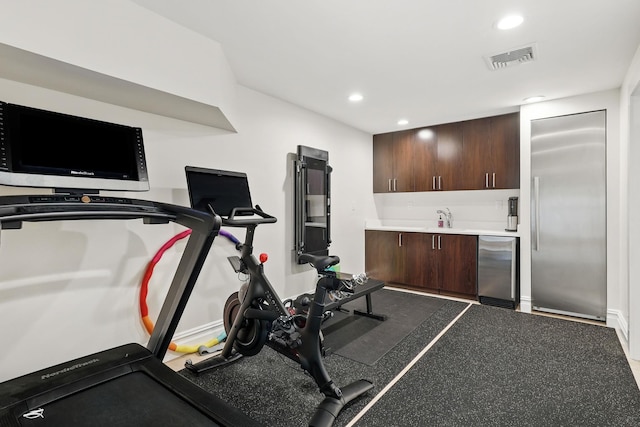 1 Berkley Ct, Briarcliff Manor, NY 10510 - exercise area with bar with sink and recessed lighting