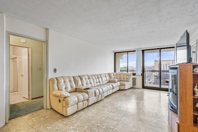 152-18 Union Tpke Unit 4G, Flushing, NY 11367 - living area featuring a textured ceiling and floor to ceiling windows