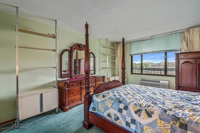 152-18 Union Tpke Unit 4G, Flushing, NY 11367 - bedroom featuring carpet floors, an AC wall unit, and a textured ceiling