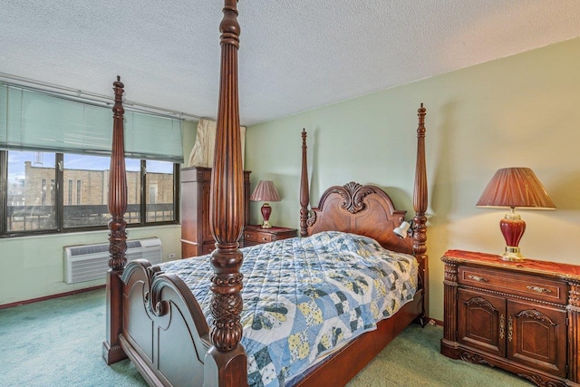 152-18 Union Tpke Unit 4G, Flushing, NY 11367 - bedroom with carpet floors, an AC wall unit, baseboards, and a textured ceiling