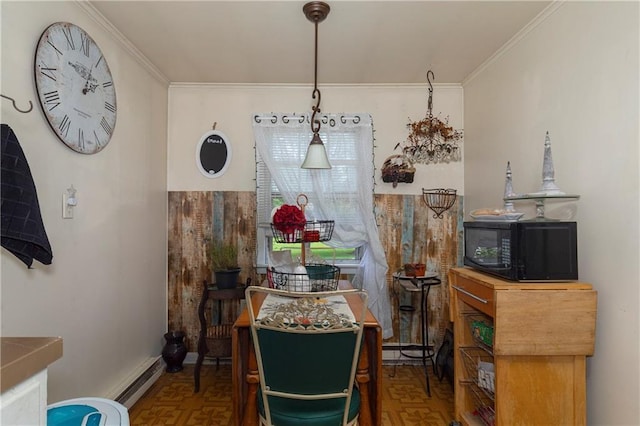 2-4 Hunns Lake Rd, Stanfordville, NY 12581 - dining space with ornamental molding and a baseboard radiator