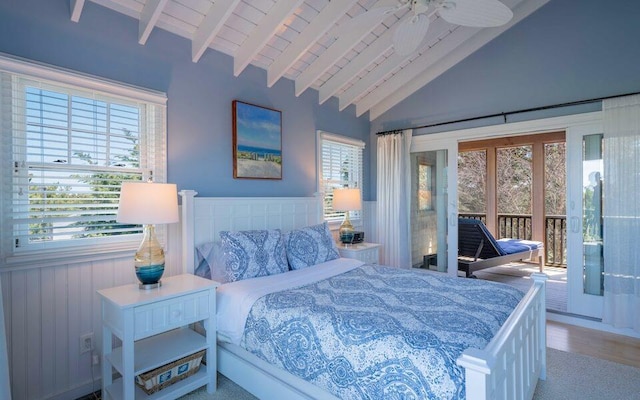 31 Gull Walk, Dunewood, NY 11706 - bedroom with access to outside, wainscoting, and wood ceiling