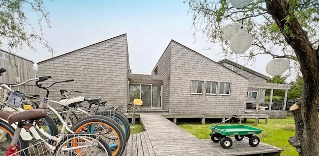 40 Elm Walk, Fair Harbor, NY 11706 - rear view of property featuring a deck, a pergola, and a yard