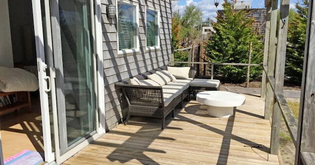40 Elm Walk, Fair Harbor, NY 11706 - view of wooden balcony with an outdoor living space and a deck