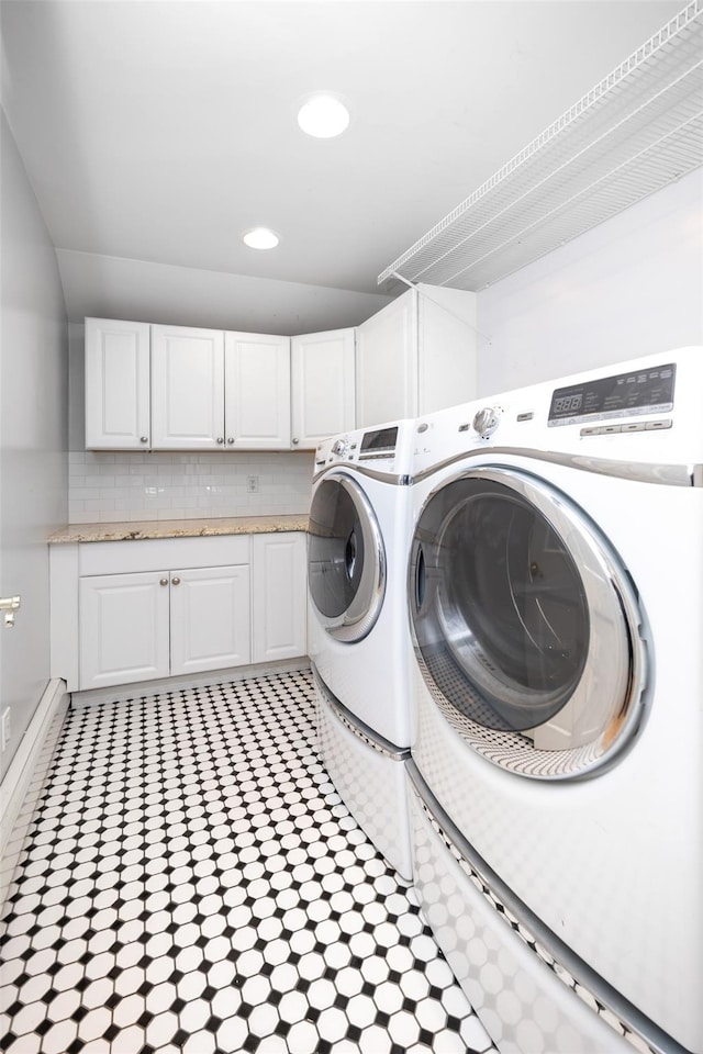 30 Knoll Ln, Glen Head, NY 11545 - washroom featuring washing machine and dryer, cabinet space, and recessed lighting