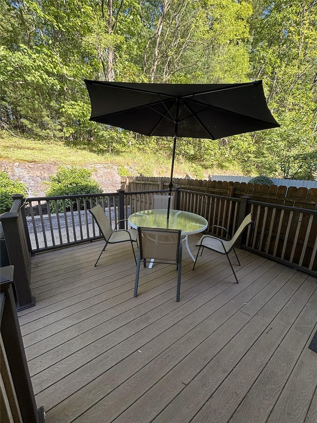 182 Ledge Rd, Kingston, NY 12401 - wooden deck featuring outdoor dining space and a fenced backyard