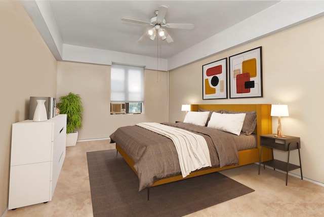 160-15 Powells Cove Blvd Unit D203, Beechhurst, NY 11357 - bedroom with light colored carpet, cooling unit, and a ceiling fan