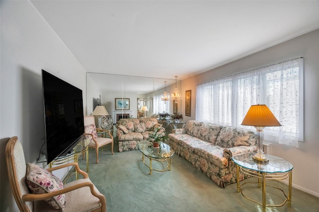 383 Old Country Rd, Deer Park, NY 11729 - carpeted living area with a chandelier