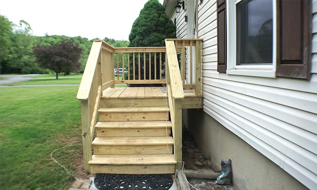 26 Saunders Ln, Wawarsing, NY 12489 - wooden terrace with a yard and stairway
