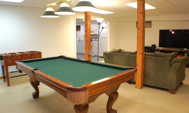 26 Saunders Ln, Wawarsing, NY 12489 - playroom with billiards, light colored carpet, and a paneled ceiling
