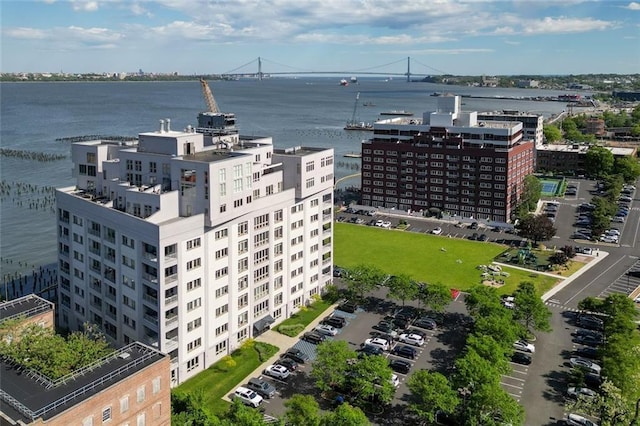 90 Bay Street Lndg Unit 6L, Staten Island, NY 10301 - aerial view of a nearby body of water, apartment complex, and a notable bridge