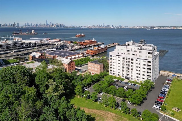 90 Bay Street Lndg Unit 6L, Staten Island, NY 10301 - drone / aerial view of city skyline and a nearby body of water