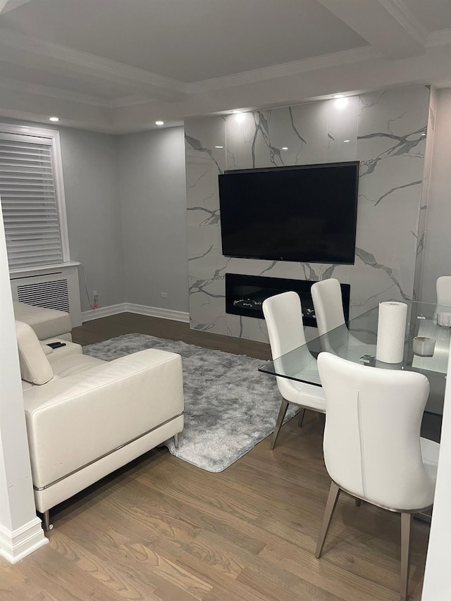 67-66 108th St Unit D5, Forest Hills, NY 11375 - living area featuring wood finished floors and recessed lighting