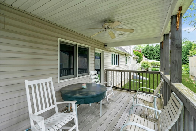 105 Browns Rd, Nesconset, NY 11767 - wooden deck featuring a ceiling fan