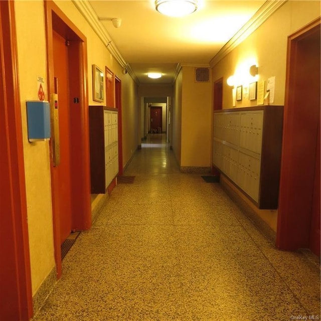 29 Abeel St Unit 6K, Yonkers, NY 10705 - hall with crown molding, mail area, and baseboards