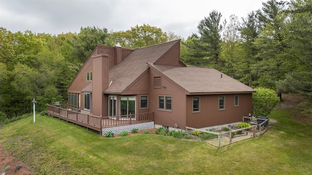 25 Ridge Rd, East Chatham, NY 12060 - back of property with a deck, a yard, and a shingled roof