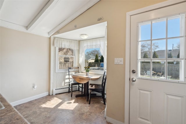 244 Laverne Ave, Holbrook, NY 11741 - dining space with healthy amount of natural light, baseboards, and baseboard heating