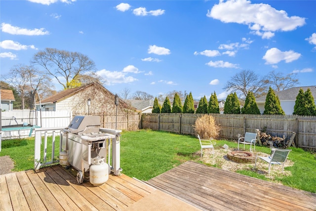 244 Laverne Ave, Holbrook, NY 11741 - wooden terrace featuring a fire pit and area for grilling