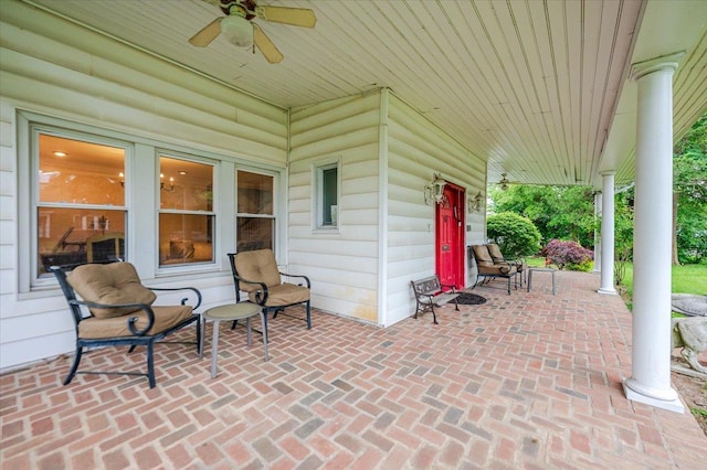 136 Linden St, Woodmere, NY 11598 - porch with ceiling fan