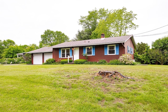 7 Sycamore Dr, Hyde Park, NY 12538 - single story home with a chimney, a garage, and a front yard