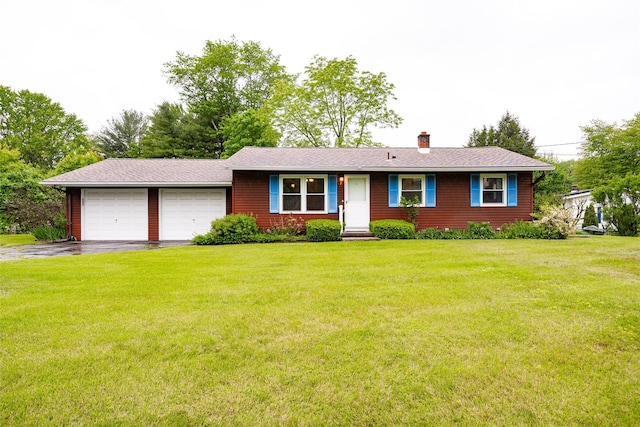 7 Sycamore Dr, Hyde Park, NY 12538 - ranch-style home featuring driveway, a garage, a chimney, and a front lawn