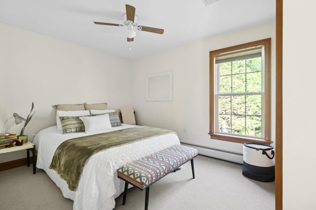 1401 State Route 28a, Hurley, NY 12491 - bedroom featuring a baseboard heating unit, carpet floors, and ceiling fan