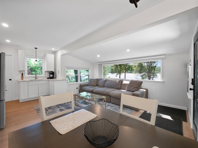 17 Woodlands Ter, Greenwood Lake, NY 10925 - living room with light wood-type flooring, recessed lighting, baseboards, and vaulted ceiling