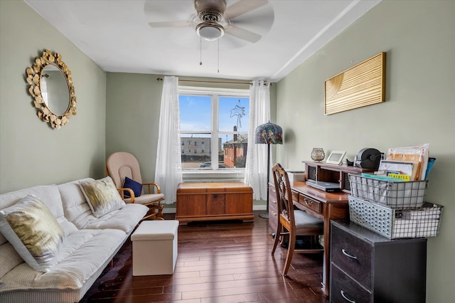 333 E Broadway Unit 1D, Long Beach, NY 11561 - office area with dark wood-style flooring and ceiling fan