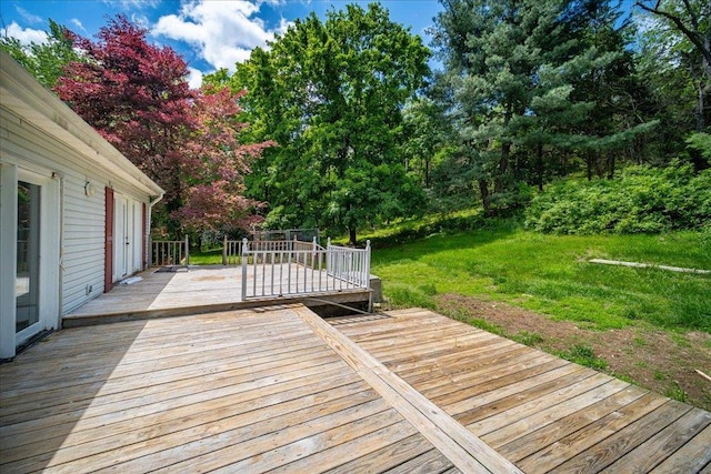 665 State Route 94 N, Warwick, NY 10990 - deck featuring a lawn and view of wooded area