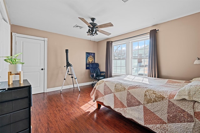 203 Highland Ave, Middletown, NY 10940 - bedroom with dark wood finished floors, baseboards, and ceiling fan
