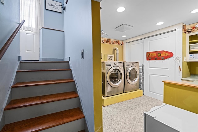 203 Highland Ave, Middletown, NY 10940 - washroom featuring independent washer and dryer and recessed lighting
