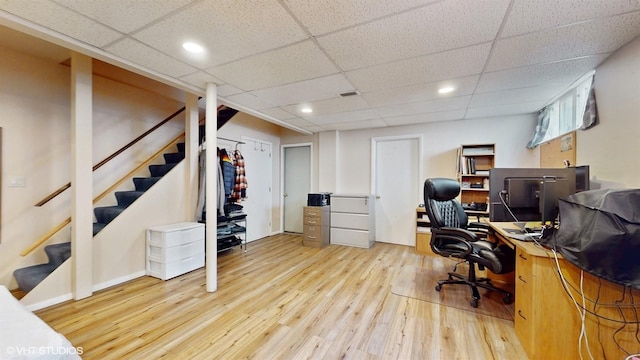 50 Snowden Ave, Ossining, NY 10562 - home office featuring hardwood / wood-style floors, a paneled ceiling, and recessed lighting