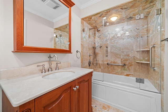 6 Chippewa Ct, Suffern, NY 10901 - bathroom featuring ornamental molding, vanity, and enclosed tub / shower combo