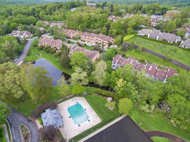 6 Chippewa Ct, Suffern, NY 10901 - aerial view of property's location with a large body of water, nearby suburban area, and a pool