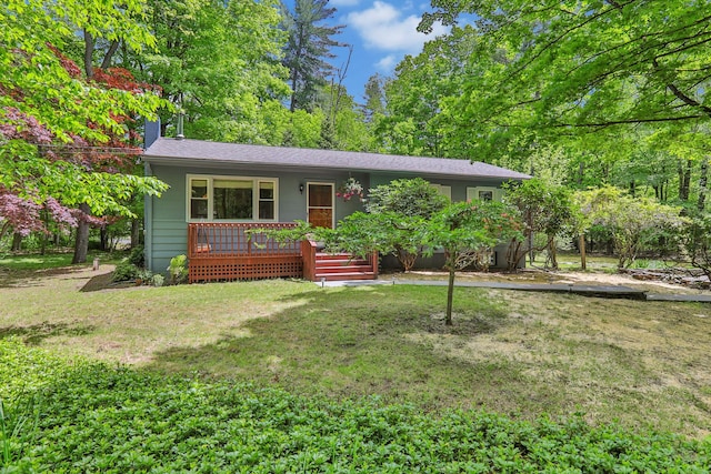 512 Watson Woods Rd, Woodstock, NY 12498 - view of front facade with a porch, a front lawn, and a chimney