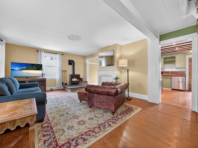 31 Hudson Ave, Stony Point, NY 10980 - living area featuring a wood stove and light wood-style floors